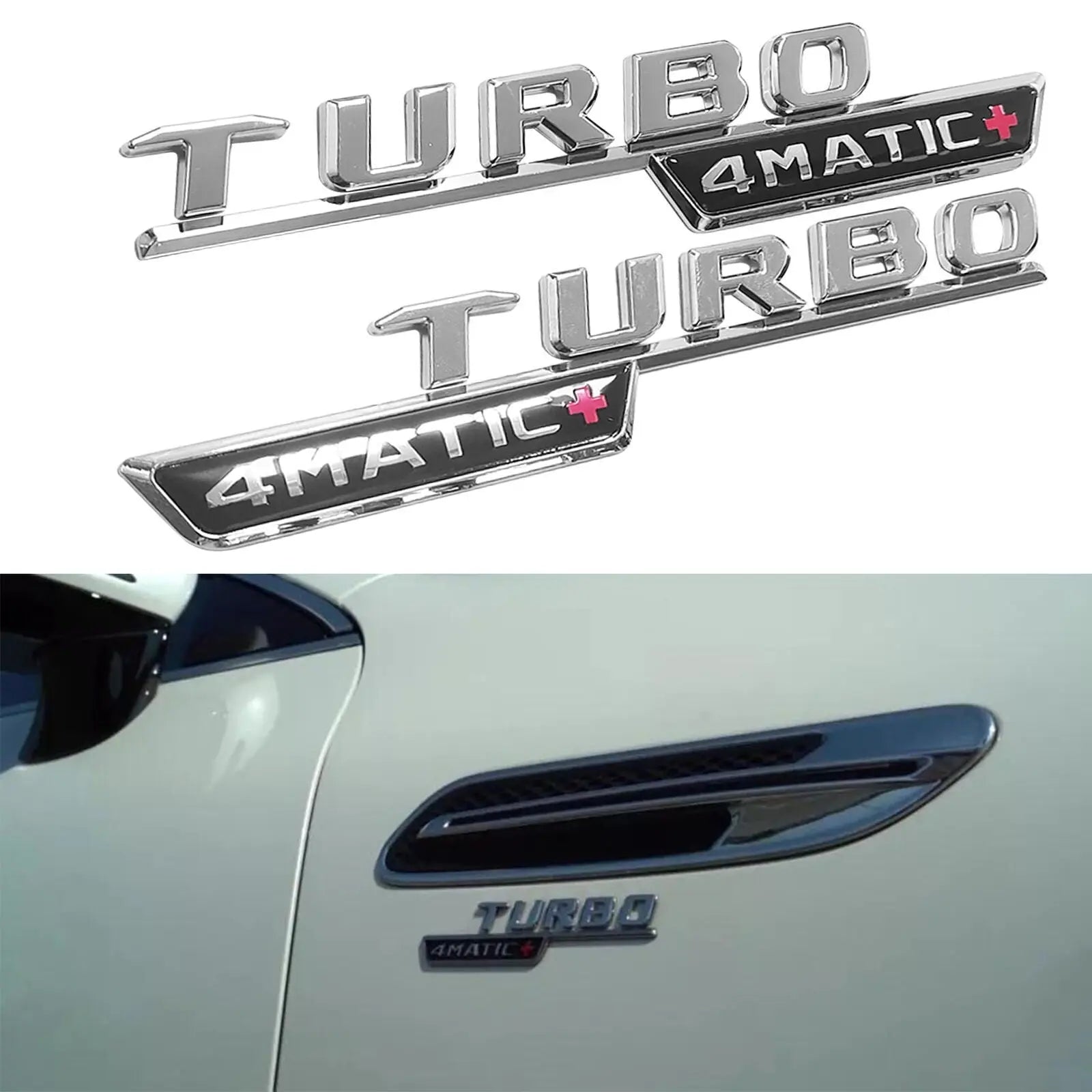 Mercedes Turbo 4matic+ Badges Silver WheelCapo