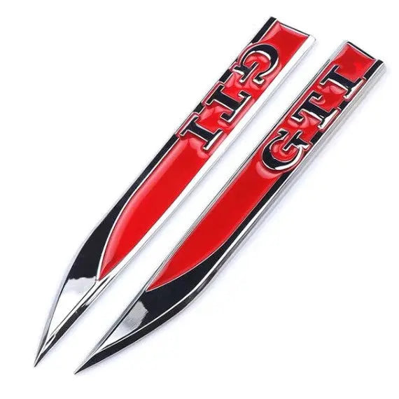 VW Golf GTI Wing Badges Red WheelCapo
