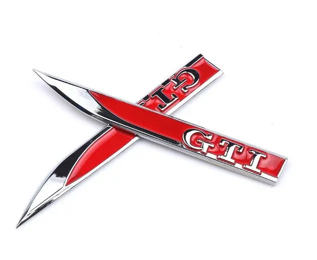 VW Golf GTI Wing Badges Red WheelCapo
