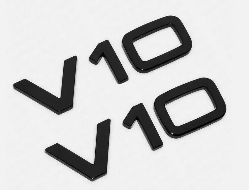 Audi V10 Badges Gloss Black Pair WheelCapo