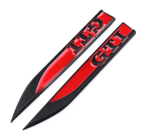 VW Golf GTI Wing Badges Black/Red WheelCapo